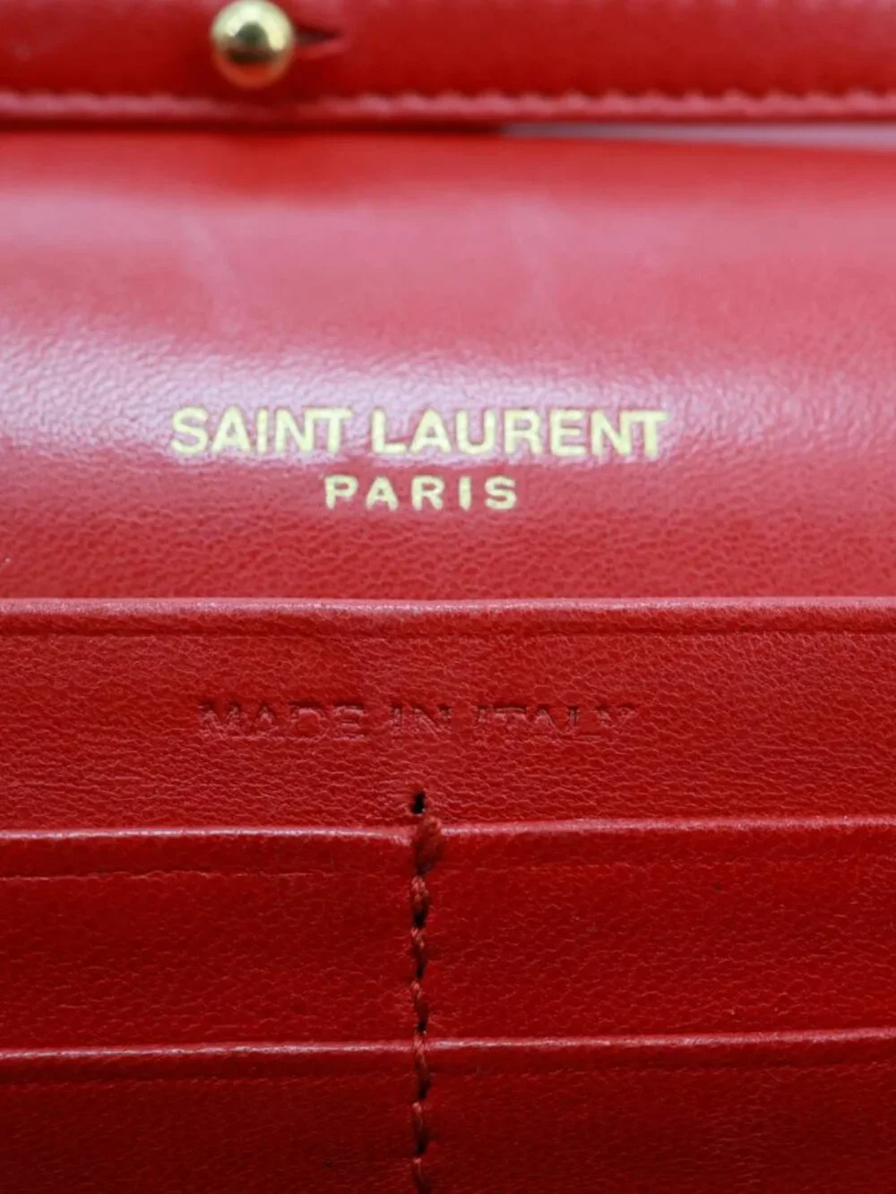 Yves Saint Laurent  Sulpice Matelasse Leather Wallet On Chain Red